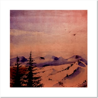 Landscape Neck Gator Winter Mountains Posters and Art